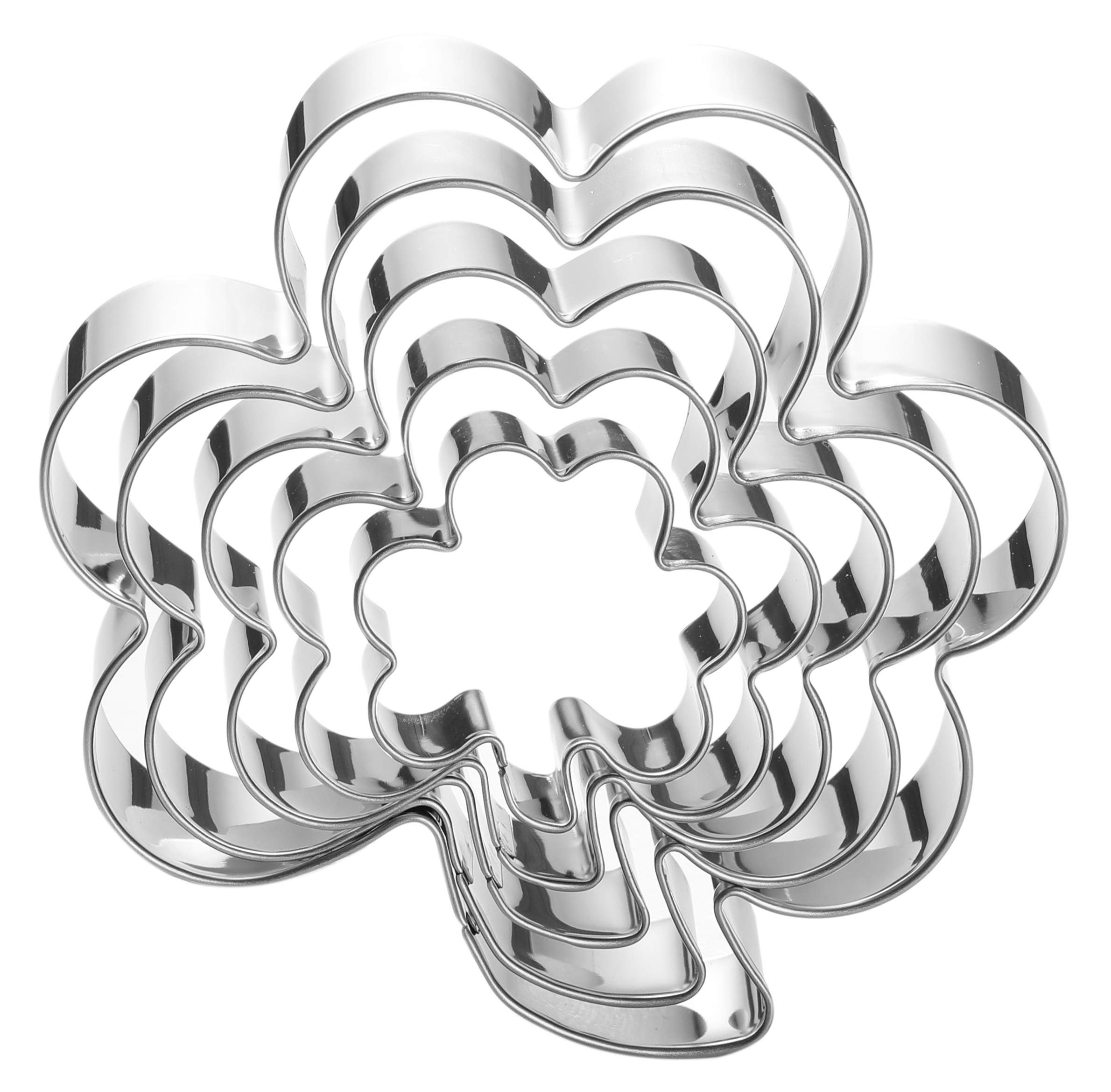 Clover Cookie Cutter Set - 5 Piece St. Patrick's Day Irish Shamrock Cookie Cutters Stainless Steel