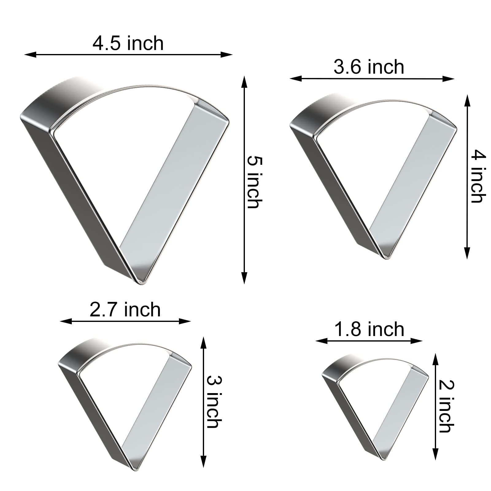 Pizza Slice Cookie Cutter Set Large - 5 Inch, 4 Inch, 3 Inch, 2 Inch - Candy Corn Cookie Cutters Shapes Molds - Stainless Steel