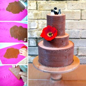 VONKAKOO Woodgrain Fondant Impression Mat Cake silicone Lace Mold Cake Texture Embossing Mat
