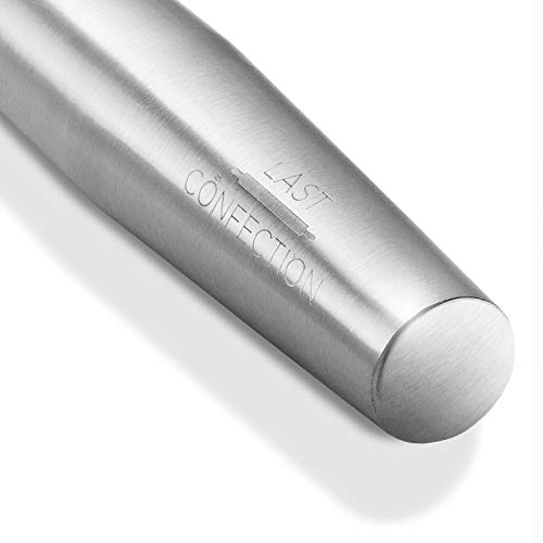 Last Confection 16" Stainless Steel French Rolling Pin - Tapered Design for Pasta, Baking Cookies, Pastries and Pizza Dough