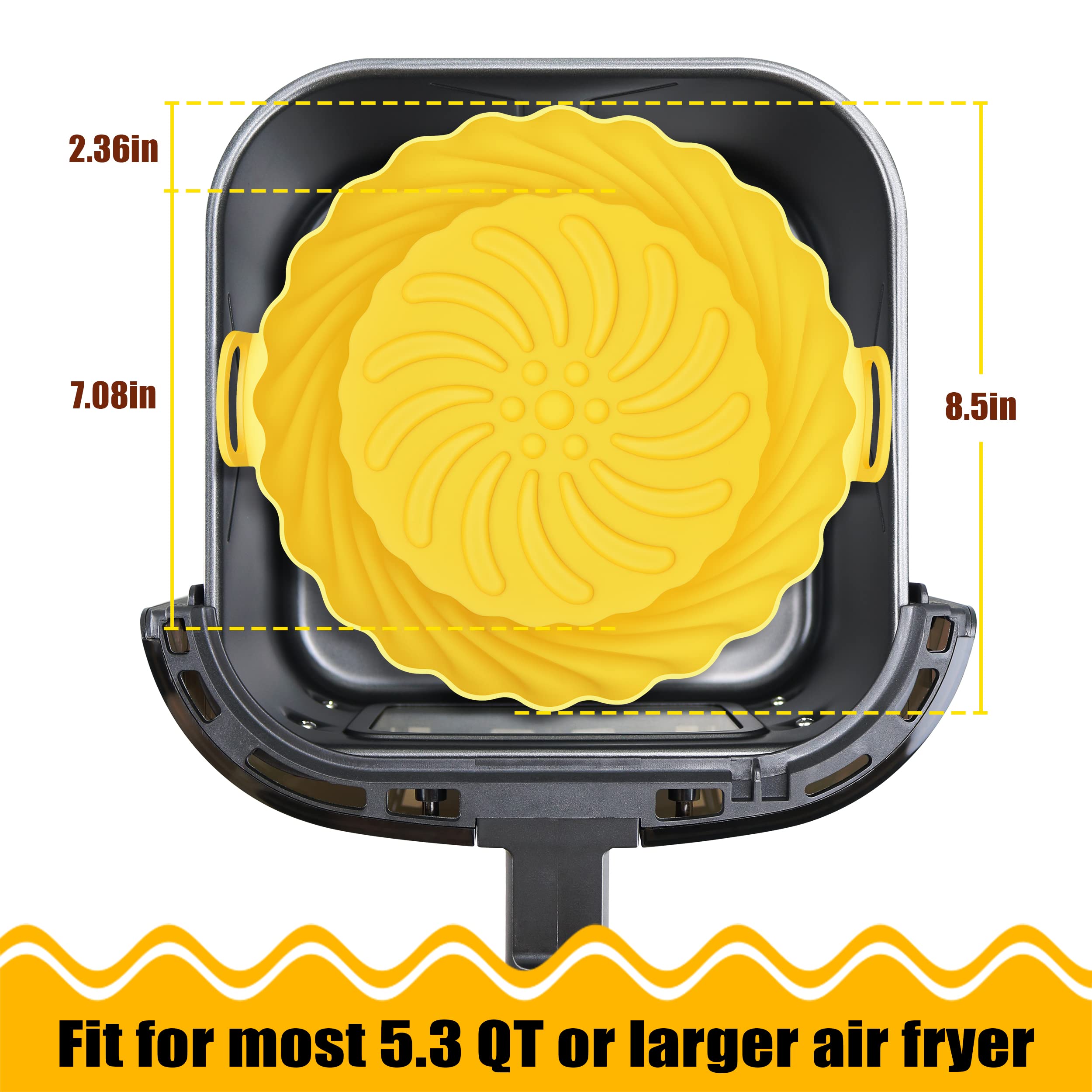3Pack Air Fryer Silicone Pot,8.5 Inch Reusable Air Fryer Silicone Liners Replacement of Flammable Parchment Liner Paper, Easy Cleaning Air Fryer Oven Accessories Fits 5.3 QT or larger Air Fryer.