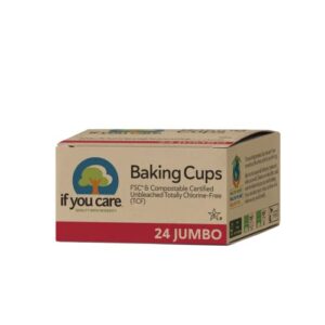 if you care unbleached cupcake liner baking cups - 24 pack of 24-count boxes – extra large jumbo size - made of silicone coated, greaseproof parchment paper, compostable muffin holders