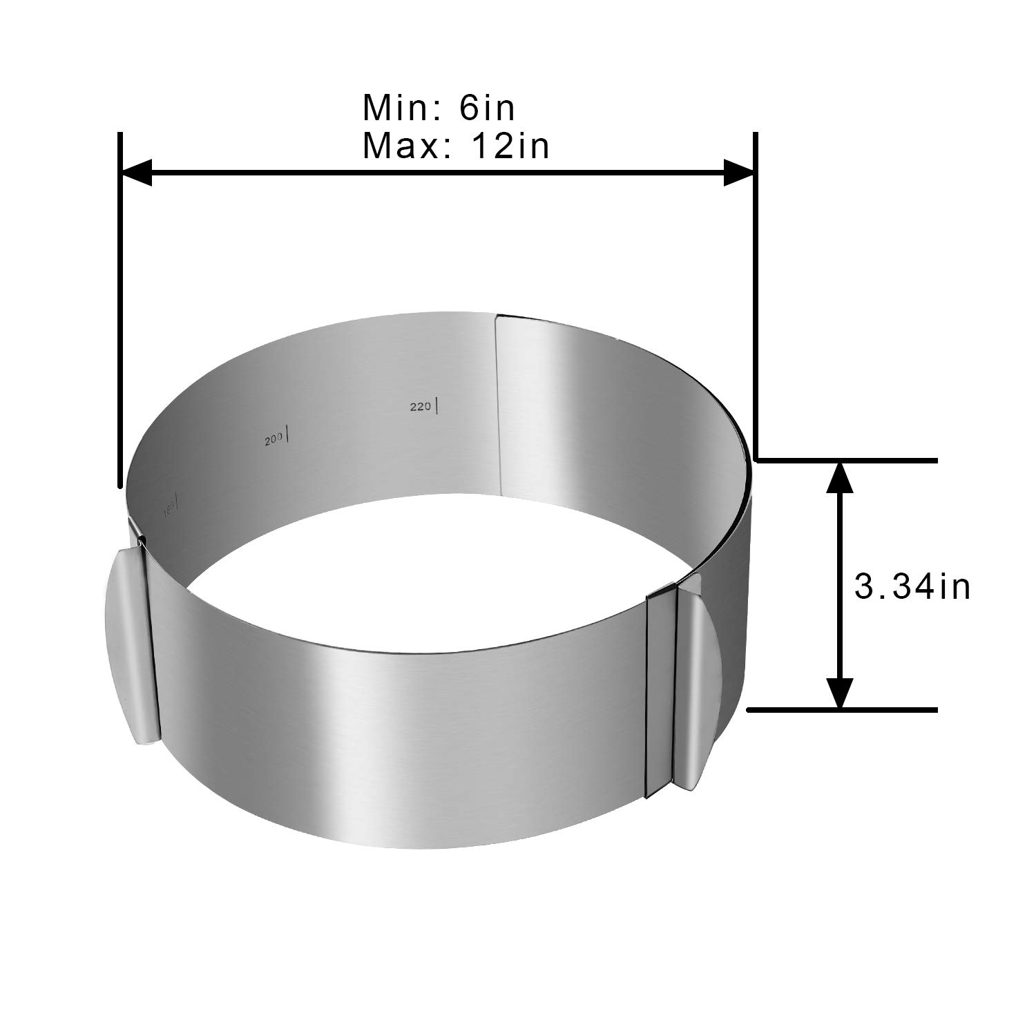 KINJOEK 6-12 Inch Cake Mold Ring, Retractable Stainless Steel Adjustable Round Mousse Cake Ring Milk Bar Mold Cake DIY Baking Mould Tool