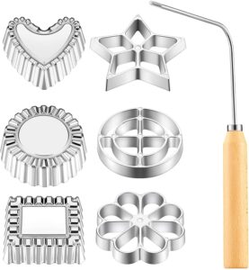 7 pieces rosettes timbale set, rosette iron set with handle, lotus flower bunuelos cookie maker mold, funnel cake maker kit…