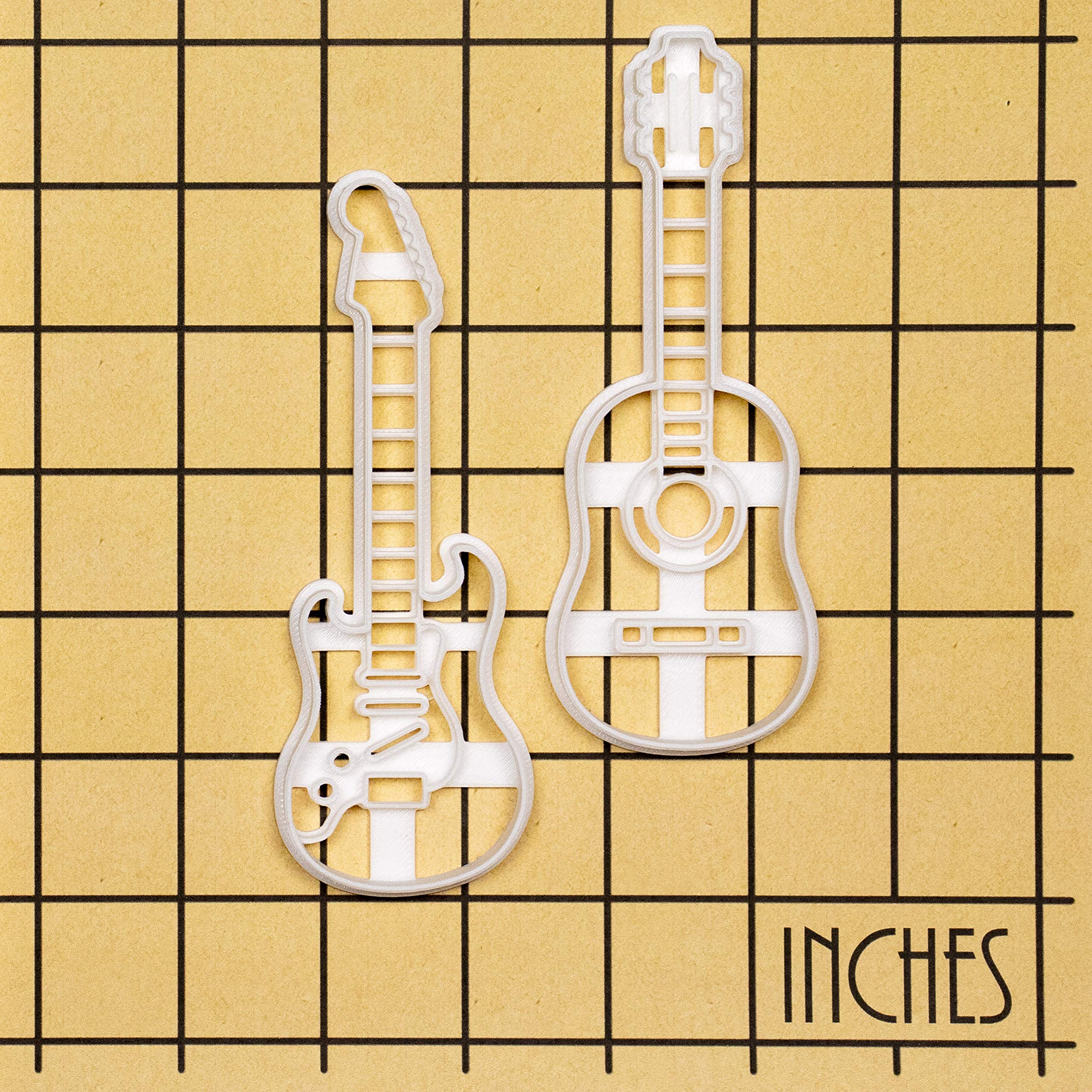 Set of 2 Guitar cookie cutters (Designs: Acoustic and Electric Guitar), 2 pieces - Bakerlogy