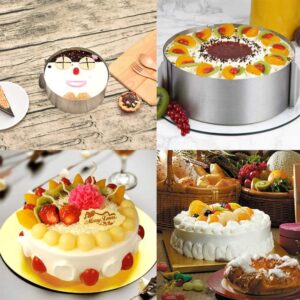 Cyimi Adjustable Cake Mould Stainless Steel Cake Mousse Ring 6 to 12 Inch, Thickened Cake Ring Mould Set of 2 for Baking,DIY Cake (Round+Square)