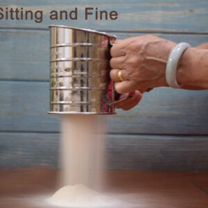 Baking Sifter Flour Sifter Stainless Steel Hand Crank with 4-Wire Agitator for Baking