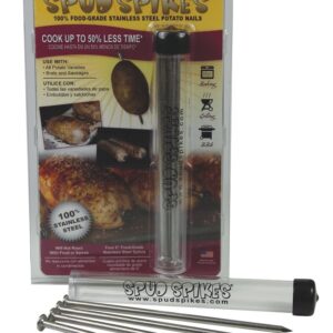 Spud Spikes 6-Inch Potato Baking Nails Food-Grade Stainless Steel, 1 Set of 4