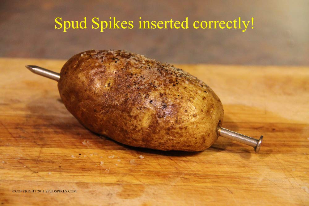 Spud Spikes 6-Inch Potato Baking Nails Food-Grade Stainless Steel, 1 Set of 4