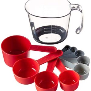 Tovolo Magnetic Nested System Cups & Spoons for Wet and Dry Ingredients, Cup Baking Set, Measuring Spoons & Cups for Cooking, Dishwasher-Safe & BPA-Free, Candy Apple Red