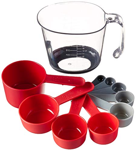 Tovolo Magnetic Nested System Cups & Spoons for Wet and Dry Ingredients, Cup Baking Set, Measuring Spoons & Cups for Cooking, Dishwasher-Safe & BPA-Free, Candy Apple Red