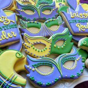 Mardi Gras New Orleans Cookie Cutters 4-Pc. Set Made in the USA by Ann Clark, King Crown, Princess Crown, Mask, Fleur de Lis