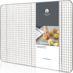 stainless steel cooling rack half size - commercial grade metal 11.5" x 16.5" | 1 piece | cooking rack designed to fit perfectly into baking half sheet pan