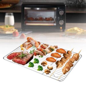 Baking Cooling Racks Set of 2, Stainless Steel Cooling Rack, Cookie Racks, Rectangle 9" x 11.8", Fit Quarter Sheet Pan, Cooking Racks for Toaster Oven, Frying, Roasting - Oven & Dishwasher Safe