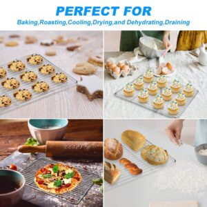 Baking Cooling Racks Set of 2, Stainless Steel Cooling Rack, Cookie Racks, Rectangle 9" x 11.8", Fit Quarter Sheet Pan, Cooking Racks for Toaster Oven, Frying, Roasting - Oven & Dishwasher Safe