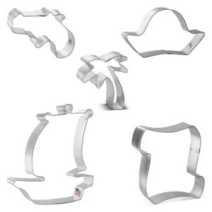 Foose Cookie Cutters 5-Piece Birthday Pirate Cookie Cutter Set Metal Shapes Made in USA, Silver