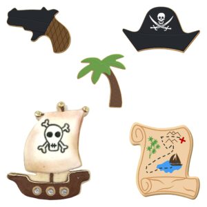 Foose Cookie Cutters 5-Piece Birthday Pirate Cookie Cutter Set Metal Shapes Made in USA, Silver