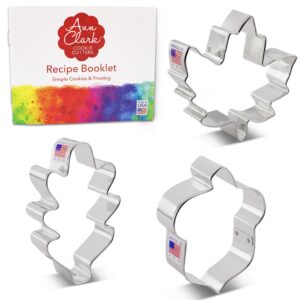 Fall Leaves Cookie Cutters 3-Pc. Set Made in USA by Ann Clark, Acorn, Maple Leaf, Oak Leaf