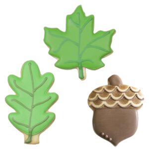 Fall Leaves Cookie Cutters 3-Pc. Set Made in USA by Ann Clark, Acorn, Maple Leaf, Oak Leaf