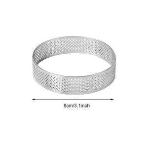 Cake Ring Molds, 6pcs/set Stainless Steel Porous Tart Ring, Perforated Pie Cake Ring Mold, Cake Mousse Ring with Holes for Baking Dessert Ring Tools Heat-Resistant (size:8cm)