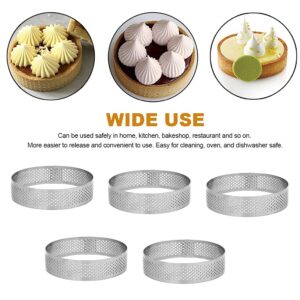 Cake Ring Molds, 6pcs/set Stainless Steel Porous Tart Ring, Perforated Pie Cake Ring Mold, Cake Mousse Ring with Holes for Baking Dessert Ring Tools Heat-Resistant (size:8cm)