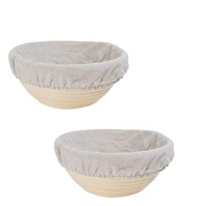 2 pcs 7 inch round banneton bread proofing basket - baking bowl brotform for dough rising gifts for bakers with cloth linen cover