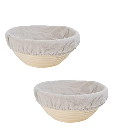 2 Pcs 7 Inch Round Banneton Bread Proofing Basket - Baking Bowl Brotform for Dough Rising Gifts for Bakers with Cloth Linen Cover