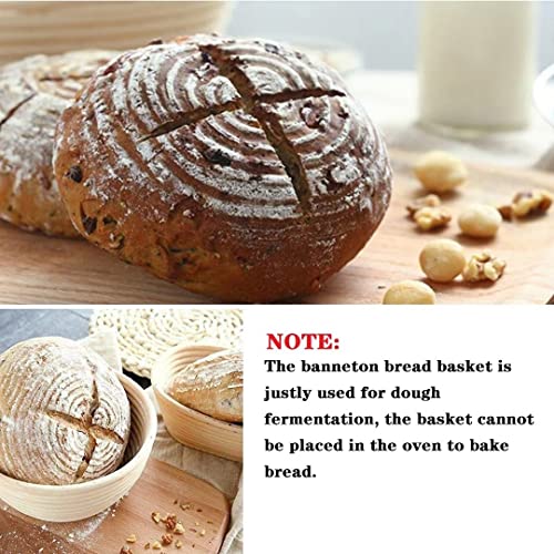 2 Pcs 7 Inch Round Banneton Bread Proofing Basket - Baking Bowl Brotform for Dough Rising Gifts for Bakers with Cloth Linen Cover