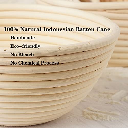 2 Pcs 7 Inch Round Banneton Bread Proofing Basket - Baking Bowl Brotform for Dough Rising Gifts for Bakers with Cloth Linen Cover