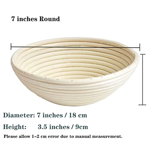 2 Pcs 7 Inch Round Banneton Bread Proofing Basket - Baking Bowl Brotform for Dough Rising Gifts for Bakers with Cloth Linen Cover