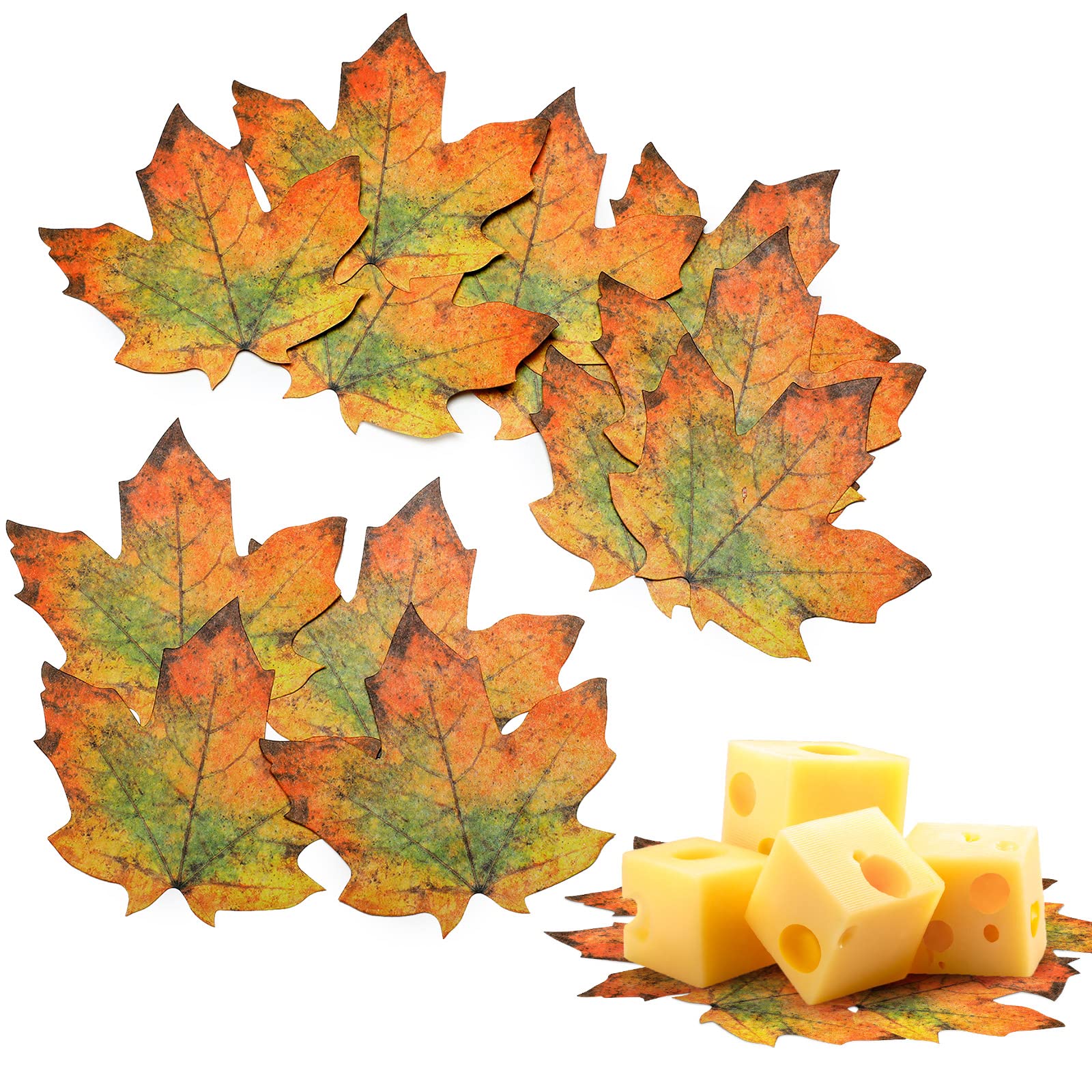 Parchment Fall Leaves Thanksgiving Cheese Paper Parchment Leaves Decorative Paper for Plate Table Charcuterie Boards Food Serving Decoration (50 Pcs)