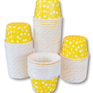 Bulk MINI Candy Nut Paper Cups - Mini Baking Liners - Yellow White Polka Dot - 100 Pack