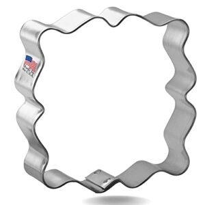 fancy square plaque cookie cutter - made in the usa – foose cookie cutters tin plated steel fancy square plaque cookie mold (3.75 inch)