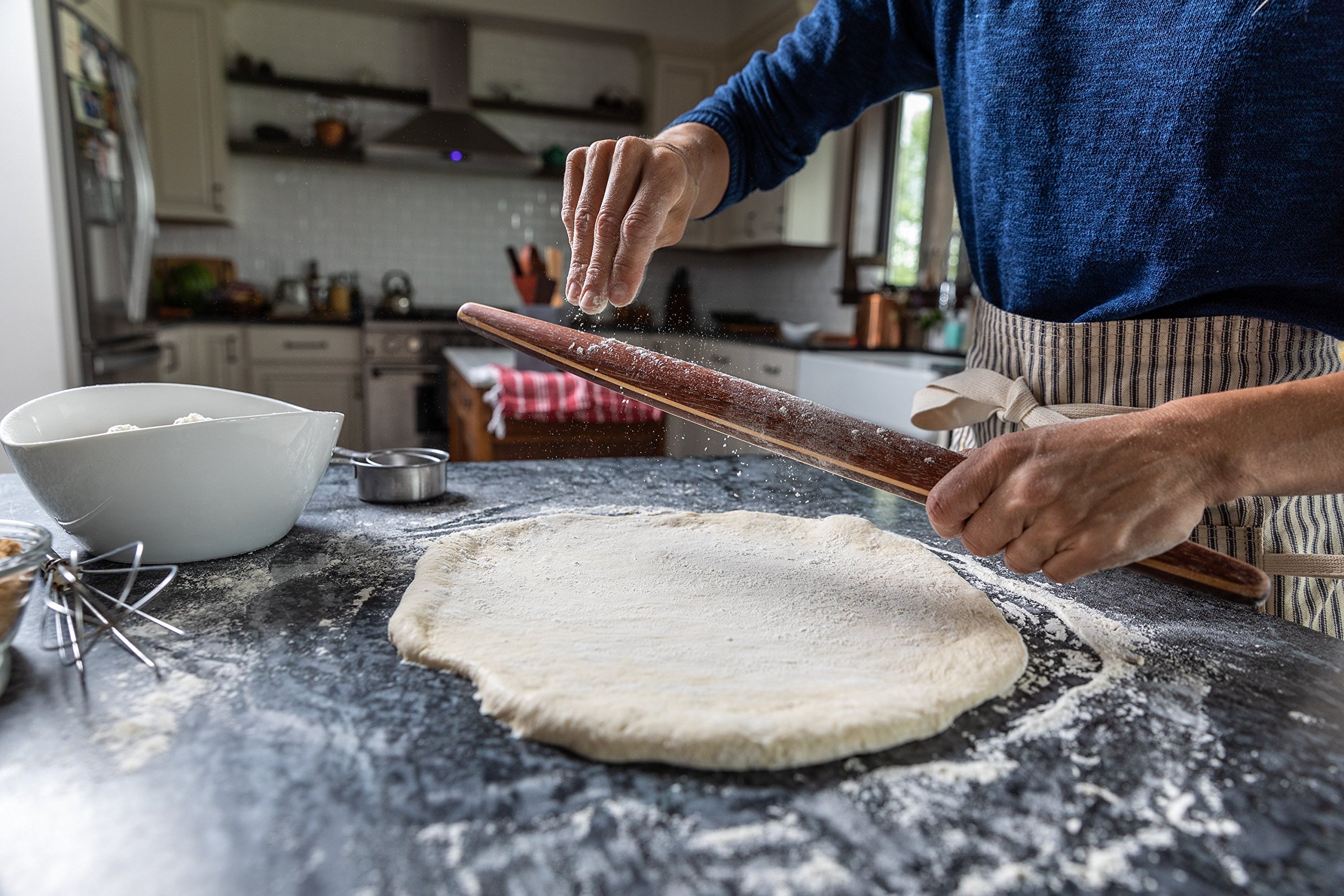 Earlywood French Rolling Pin - Tapered Wooden Rolling Pin for Baking Pizza, Pastry Dough or Pasta - Hard Wood Roller Baking Pin Made in USA, By Earlywood -Jatoba, Maple, Mexican Ebony,Multicolor