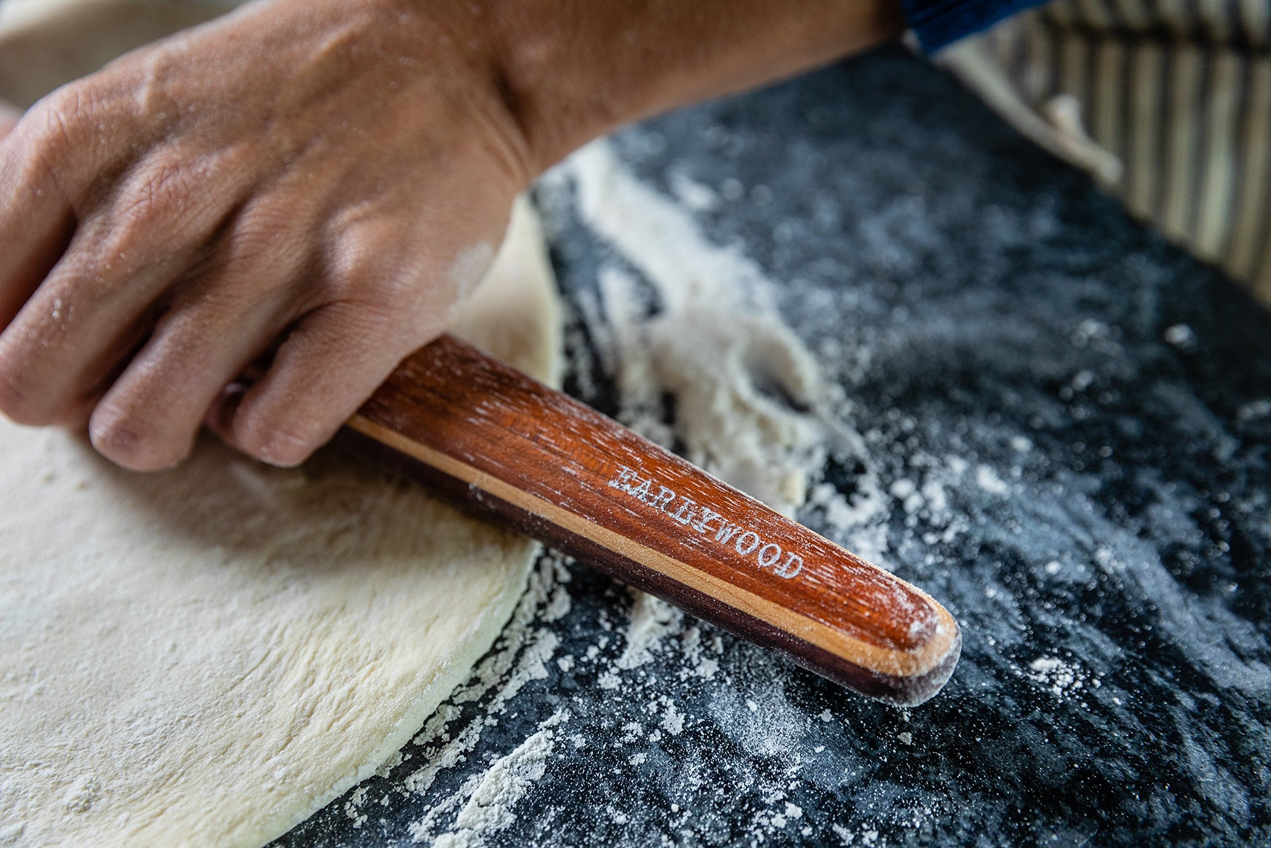 Earlywood French Rolling Pin - Tapered Wooden Rolling Pin for Baking Pizza, Pastry Dough or Pasta - Hard Wood Roller Baking Pin Made in USA, By Earlywood -Jatoba, Maple, Mexican Ebony,Multicolor