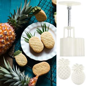 2 Set Pineapple Plastic Mooncake Mold Pineapple Lotus Stamp Hand Press Moon Cake Mould Pineapple Mooncake Cookie Cutter Bakeware Tools