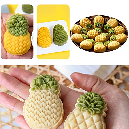 2 Set Pineapple Plastic Mooncake Mold Pineapple Lotus Stamp Hand Press Moon Cake Mould Pineapple Mooncake Cookie Cutter Bakeware Tools