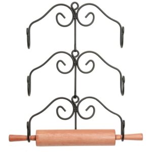 3 rolling pin rack set - three hand forged heavy duty wrought iron racks amish blacksmith handcrafted & made in the usa