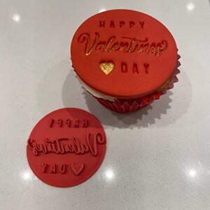 rhinogon Happy Valentines Day Heart Cookie Stamp Fondant Embosser 6cm (2.36 inches) Made in The UK for Baking, Cooking, Fondant, Icing, Cupcake, Cookie, Cake, Biscuits, Decoration