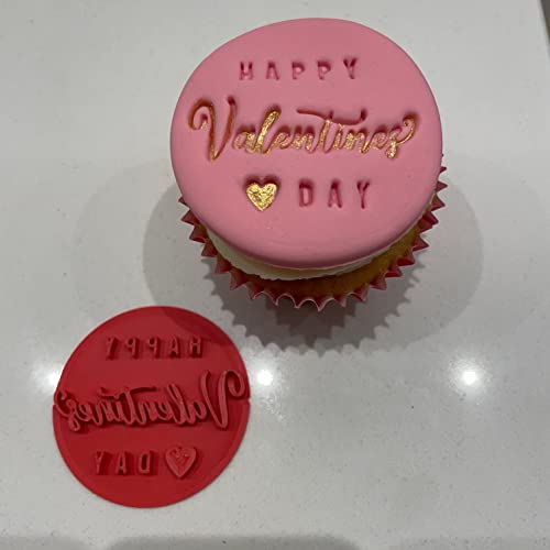 rhinogon Happy Valentines Day Heart Cookie Stamp Fondant Embosser 6cm (2.36 inches) Made in The UK for Baking, Cooking, Fondant, Icing, Cupcake, Cookie, Cake, Biscuits, Decoration