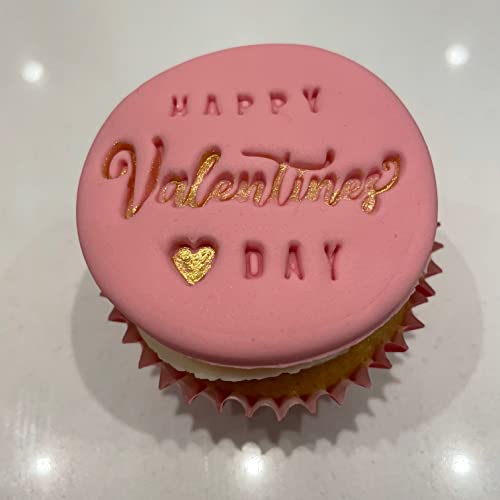 rhinogon Happy Valentines Day Heart Cookie Stamp Fondant Embosser 6cm (2.36 inches) Made in The UK for Baking, Cooking, Fondant, Icing, Cupcake, Cookie, Cake, Biscuits, Decoration