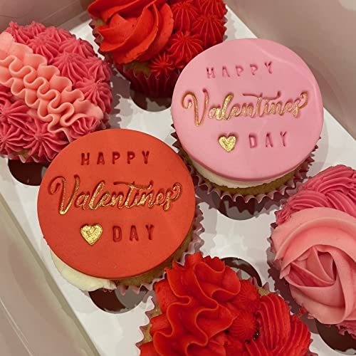 rhinogon Happy Valentines Day Heart Cookie Stamp Fondant Embosser 6cm (2.36 inches) Made in The UK for Baking, Cooking, Fondant, Icing, Cupcake, Cookie, Cake, Biscuits, Decoration