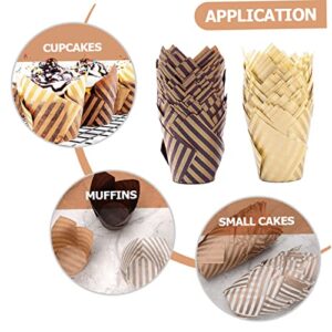 UPKOCH 200pcs Cuake Party Design Dark Shower Tulip Wrappers Liners Wedding Shop Paper Liner Dessert Baking for Greaseproof Decoration Birthday Portable Muffin Cake and New Cases