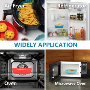 MZF 2 Pack Air Fryer Silicone Liners, 7.5 Inch Food Safe Oven Air fryer Accessories Fits 3-5 QT Air Fryer, Replacement Of Parchment Paper, Reusable and Easy Cleaning Air Fryers Silicone Pot, Red