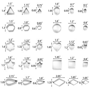 42Pcs Mini Cookie Cutters Set - Mickey Mouse Square Heart Star Flower Round Hexagon Oval Diamond Shapes Cookie Cutters, Polymer Clay Cutters for Kids (12PCS+30PCS Cookie Cutters）