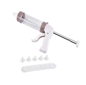 frj transparent multi-function cookie pressure spray gun kit with 13 discs and 6 icing tips, perfect for diy cookie making and cake frosting decoration