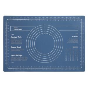 baking mats,silicone pastry mat,silicone baking mat for pastry rolling dough with measurements, bpa free non stick and non slip blue table sheet baking supplies for bake pizza cake