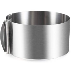 Utooo Stainless Steel Adjustable Round Cake Ring Mold, 6 to 12 Inches Cake Mousse Mold for Baking