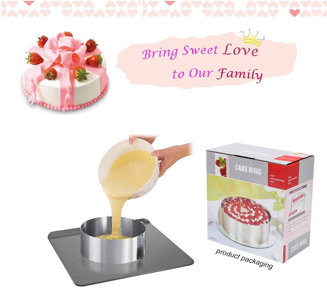 Utooo Stainless Steel Adjustable Round Cake Ring Mold, 6 to 12 Inches Cake Mousse Mold for Baking