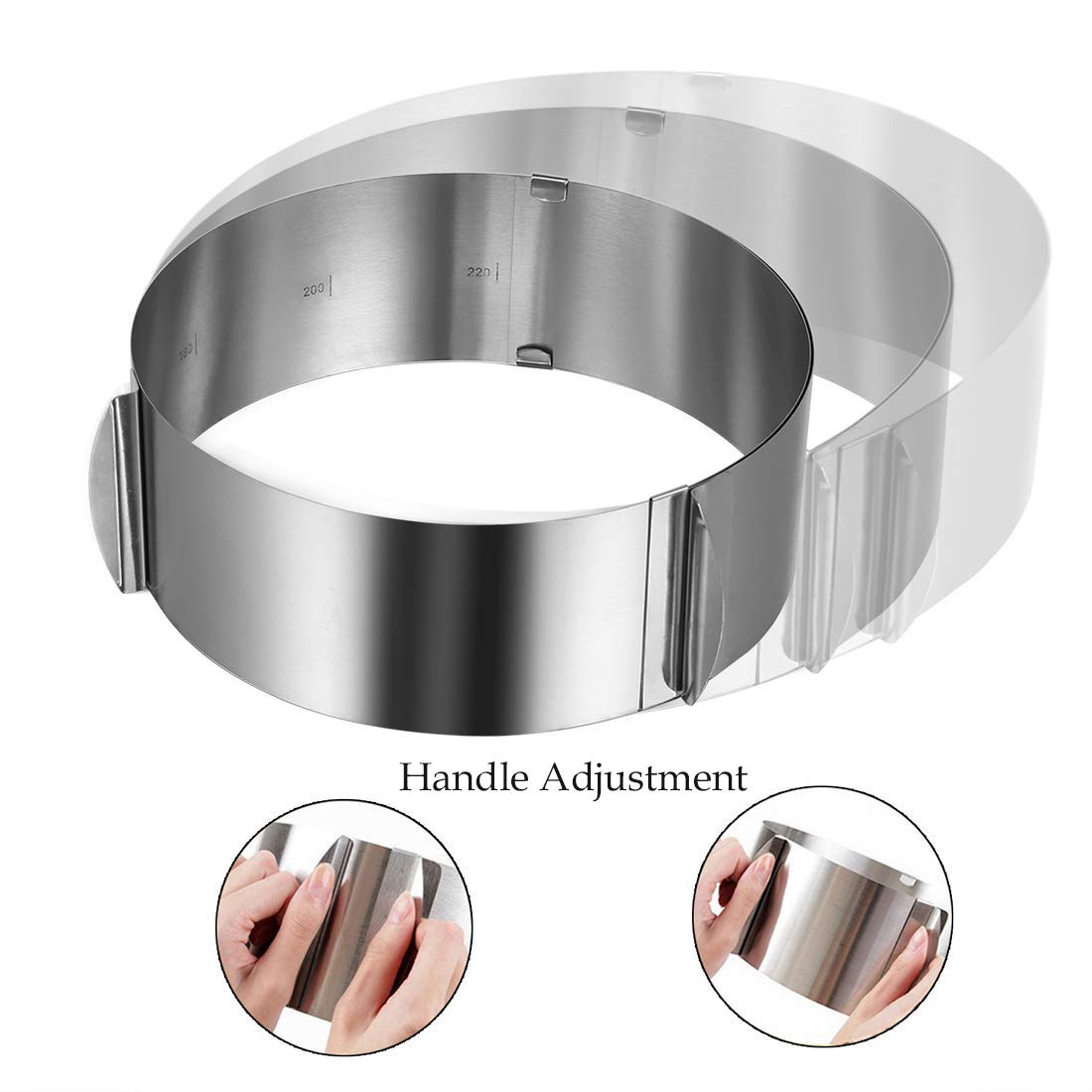 Utooo Stainless Steel Adjustable Round Cake Ring Mold, 6 to 12 Inches Cake Mousse Mold for Baking